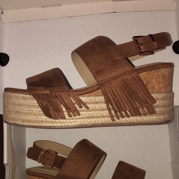 Comfort Cognac (Brown) Fringe Wedges - Picture 8 of 12